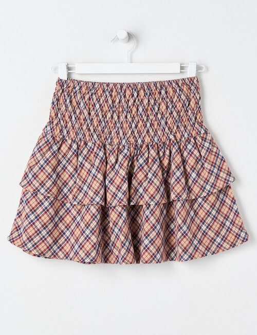 Switch Check Ruffle Mini Skirt, Natural product photo