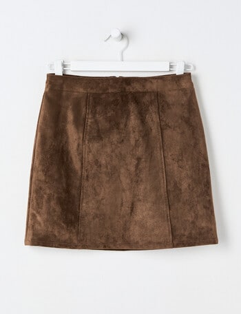Switch Faux Suede Skirt, Chocolate product photo