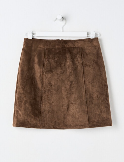 Switch Faux Suede Skirt, Chocolate product photo