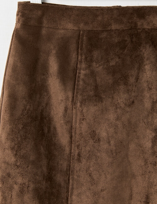 Switch Faux Suede Skirt, Chocolate product photo View 02 L