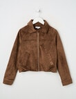 Switch Faux Suede Balloon Hem Jacket, Chocolate product photo