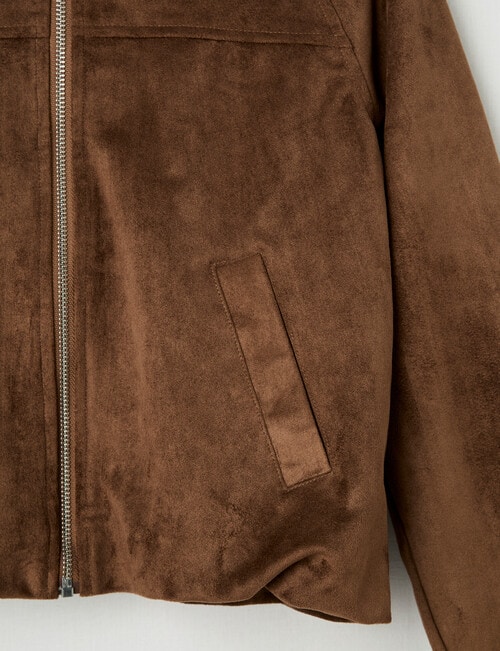 Switch Faux Suede Balloon Hem Jacket, Chocolate product photo View 02 L