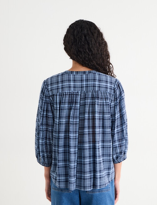 Zest Gathered Check Shirt, Navy Check product photo View 02 L