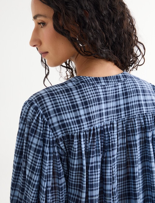 Zest Gathered Check Shirt, Navy Check product photo View 06 L