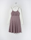 Switch Check Long Sleeve Dress Set, Berry product photo