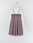 Switch Check Long Sleeve Dress Set, Berry product photo View 02 S