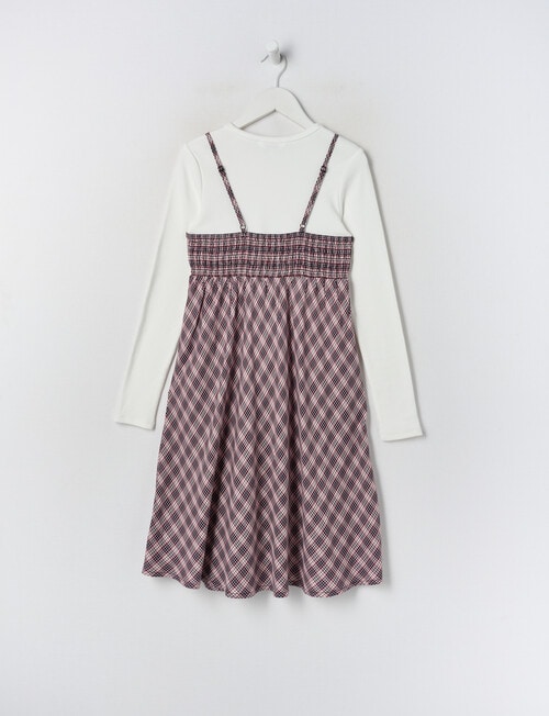 Switch Check Long Sleeve Dress Set, Berry product photo View 02 L