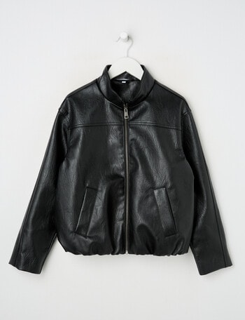 Switch PU Balloon Hem Jacket, Black product photo