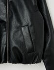 Switch PU Balloon Hem Jacket, Black product photo View 02 S