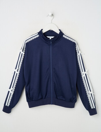 Switch Lace Trim Bomber Jacket, Navy product photo