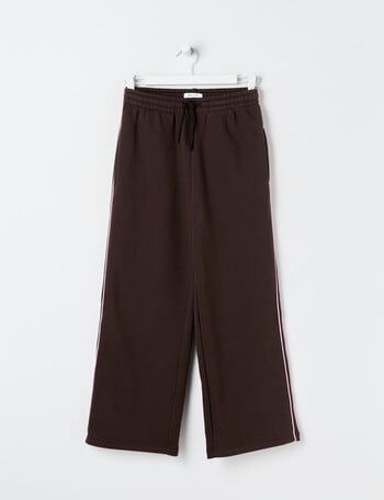 Switch Piping Wide Leg Trackpant, Chocolate & Poppy Pink product photo