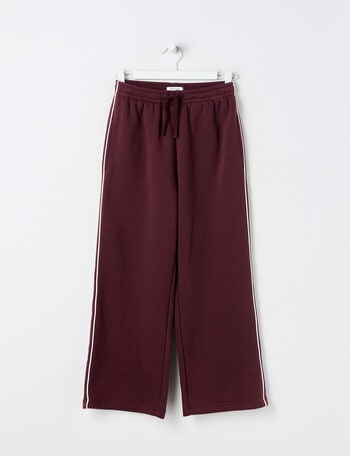 Switch Piping Wide Leg Trackpant, Red Velvet & White product photo