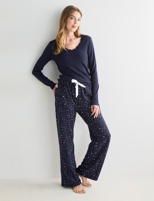 Zest Sleep Star Fleece Pant, Navy product photo View 03 L