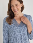 Ruby & Bloom Soft Touch Lace Trim Nightie, Blue Print, 10-26 product photo View 04 S