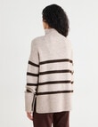 Zest Wool Blend Funnel Neck Sweater, Chocolate Stripe product photo View 02 S