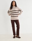 Zest Wool Blend Funnel Neck Sweater, Chocolate Stripe product photo View 03 S