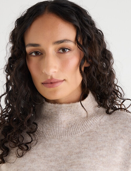 Zest Wool Blend Funnel Neck Sweater, Chocolate Stripe product photo View 04 L