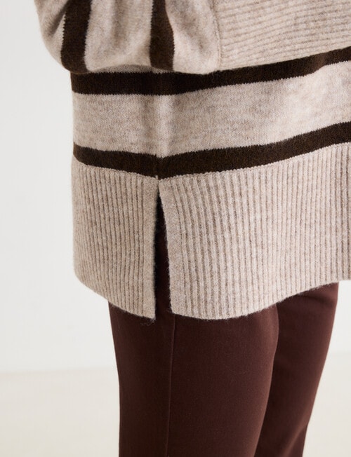 Zest Wool Blend Funnel Neck Sweater, Chocolate Stripe product photo View 05 L