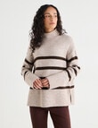Zest Wool Blend Funnel Neck Sweater, Chocolate Stripe product photo View 06 S