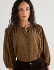 Zest Gathered Check Shirt, Gold Check product photo