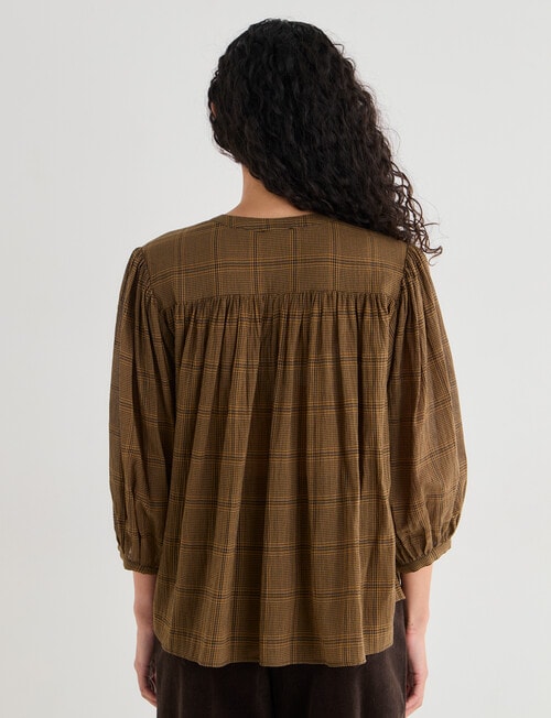 Zest Gathered Check Shirt, Gold Check product photo View 02 L