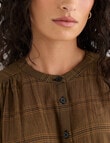 Zest Gathered Check Shirt, Gold Check product photo View 04 S