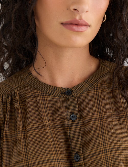 Zest Gathered Check Shirt, Gold Check product photo View 04 L
