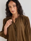 Zest Gathered Check Shirt, Gold Check product photo View 05 S