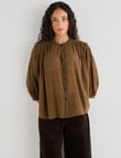 Zest Gathered Check Shirt, Gold Check product photo View 07 S