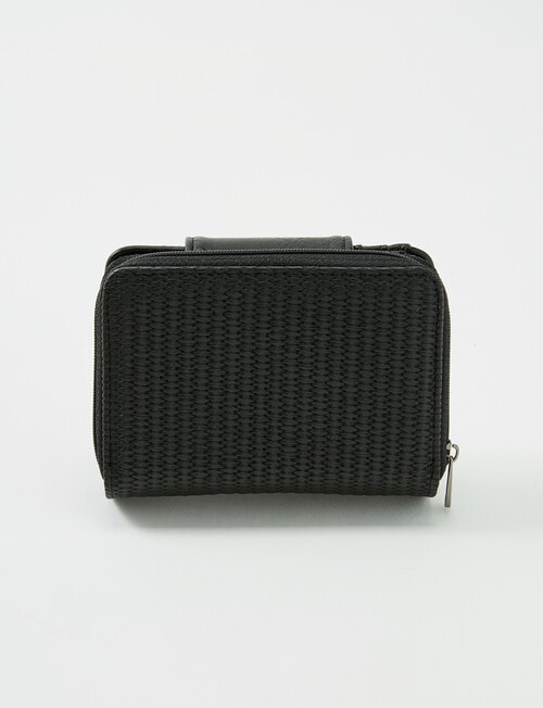 Pronta Moda French Tab Seagrass Wallet, Black product photo View 02 L