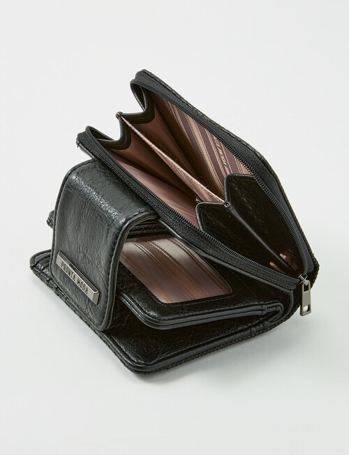 Pronta Moda French Tab Seagrass Wallet, Black product photo View 05 L
