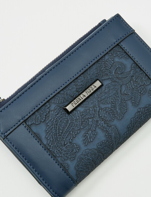Pronta Moda Medium Paisley Wallet, Navy product photo View 05 L