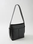 Pronta Moda Saddle Stitch Bucket Bag, Black product photo