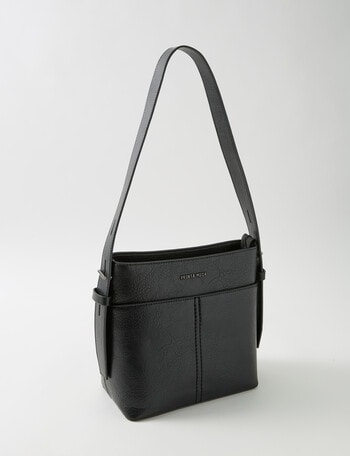 Pronta Moda Saddle Stitch Bucket Bag, Black product photo