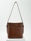 Pronta Moda Saddle Stitch Bucket Bag, Tan product photo View 03 S
