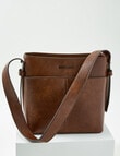 Pronta Moda Saddle Stitch Bucket Bag, Tan product photo View 05 S
