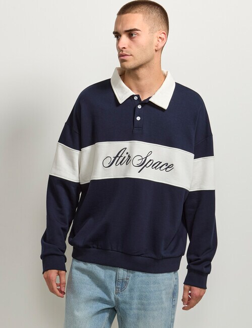 AIR SPACE Contract Panel Rugby Shirt, Navy product photo View 02 L
