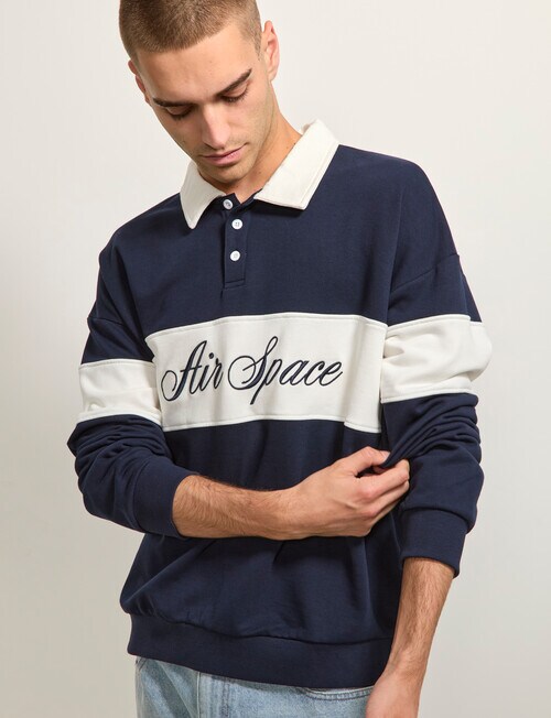 AIR SPACE Contract Panel Rugby Shirt, Navy product photo View 05 L