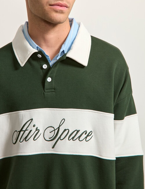 AIR SPACE Contract Panel Rugby Shirt, Green product photo View 04 L