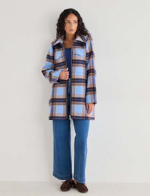 Zest Detachable Hood Coat, Blue Check product photo View 03 L