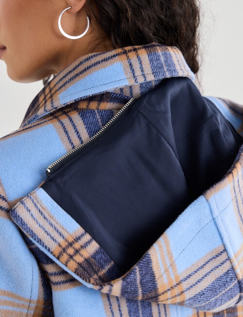 Zest Detachable Hood Coat, Blue Check product photo View 07 L