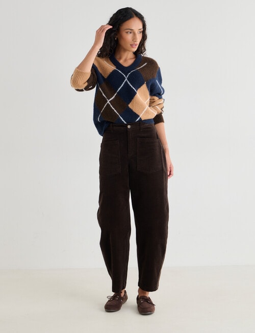 Zest V-Neck Patterned Sweater, Blue product photo View 03 L