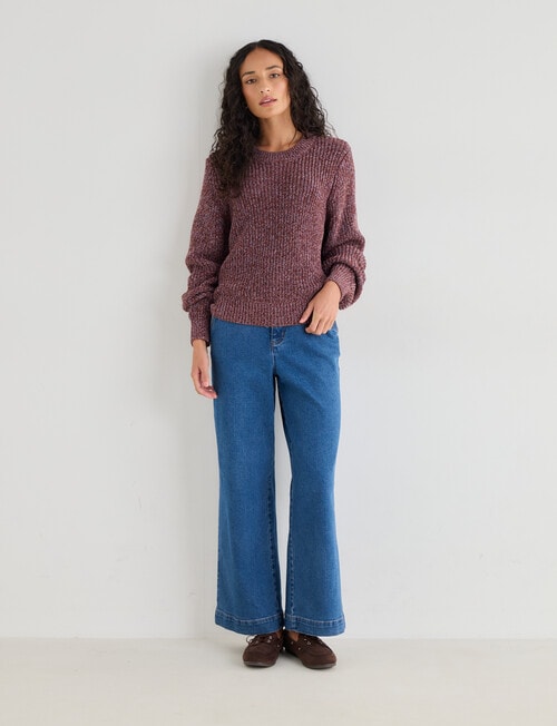 Zest Cotton Multi Yarn Sweater, Red product photo View 03 L