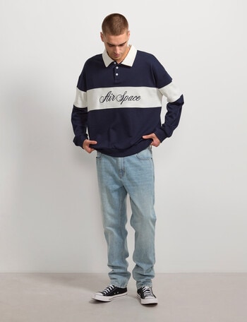 AIR SPACE Contract Panel Rugby Shirt, Navy product photo