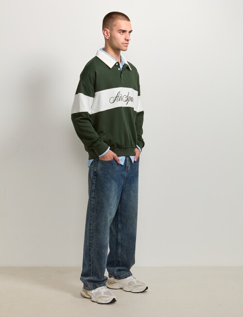 AIR SPACE Contract Panel Rugby Shirt, Green product photo