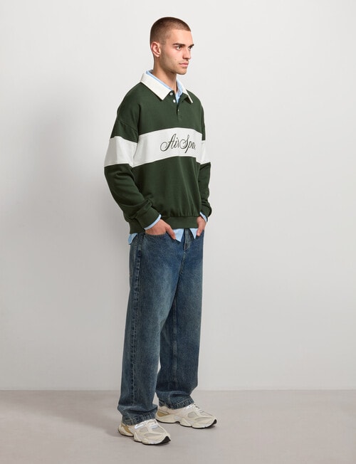 AIR SPACE Contract Panel Rugby Shirt, Green product photo