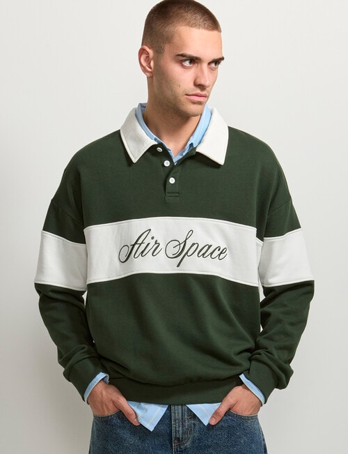 AIR SPACE Contract Panel Rugby Shirt, Green product photo View 02 L