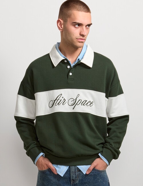 AIR SPACE Contract Panel Rugby Shirt, Green product photo View 02 L