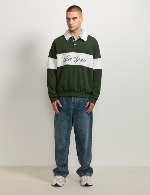 AIR SPACE Contract Panel Rugby Shirt, Green product photo View 06 L