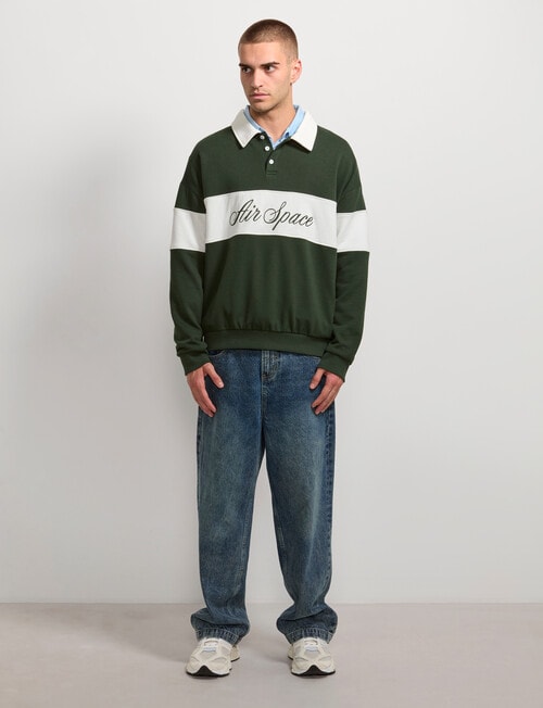 AIR SPACE Contract Panel Rugby Shirt, Green product photo View 06 L